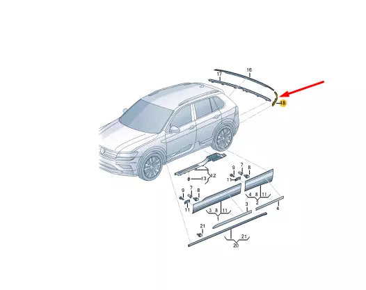 NEW VOLKSWAGEN TIGUAN AD REAR RIGHT BUMPER MOLDING 5NN853842A041
