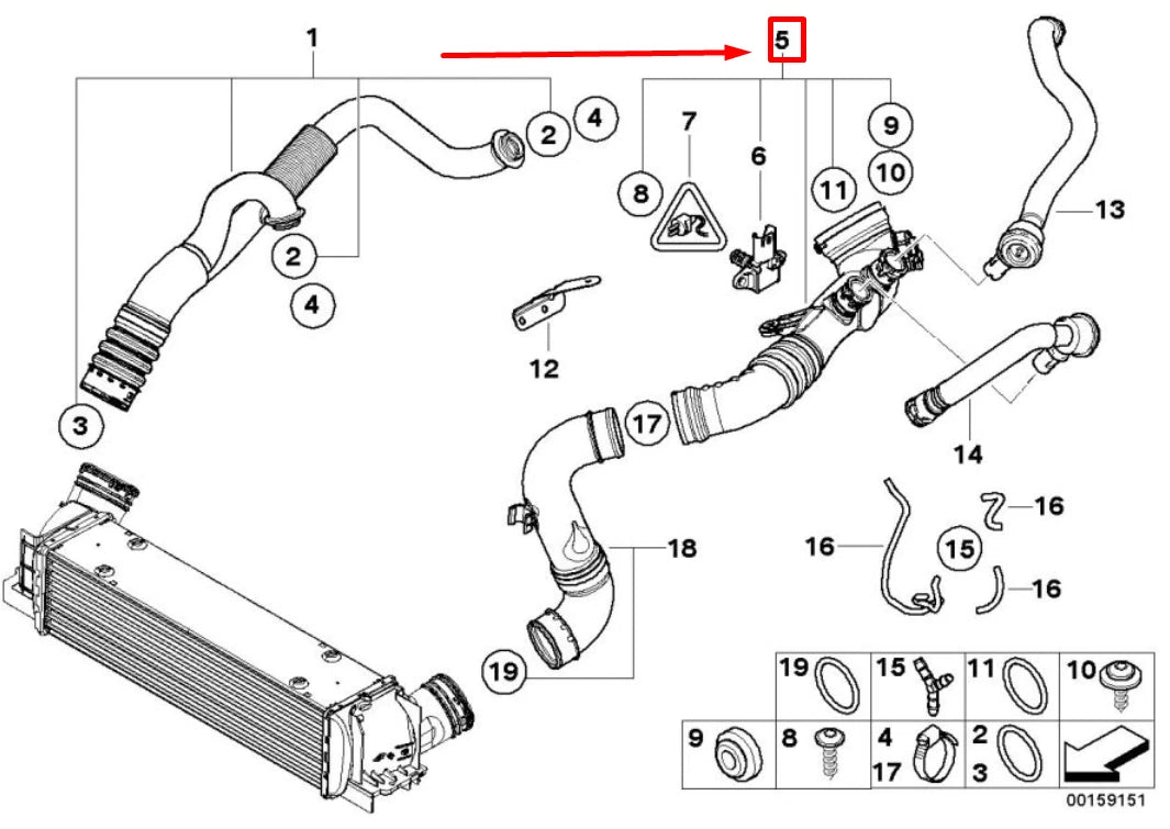 NEW BMW 3 E90 UPPER INTAKE CHARGE PIPE 7590306 13717590306 ORIGINAL