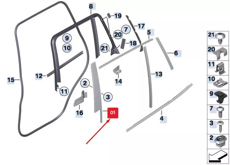 NEW BMW X3 F25 REAR RIGHT DOOR COLUMN B COVER 51357205750 7205750 ORIGINAL