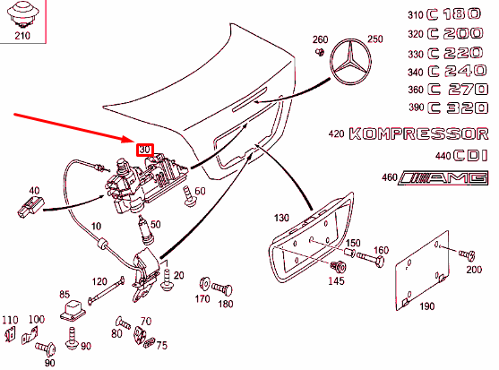 NEW MERCEDES-BENZ C W203 REAR LID HANDLE A2037500893 ORIGINAL