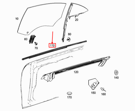 new mercedes-benz cls c218 rear right window sealing rail a2187300424 original