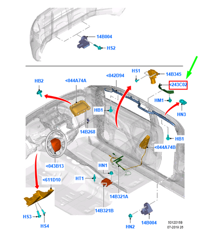 new ford ranger t6 mk1 right side air curtain guide 1910505 original