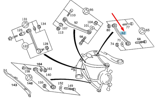 NEW MERCEDES-BENZ S W140 REAR SUSPENSION UPPER CAMBER ARM A1403503606