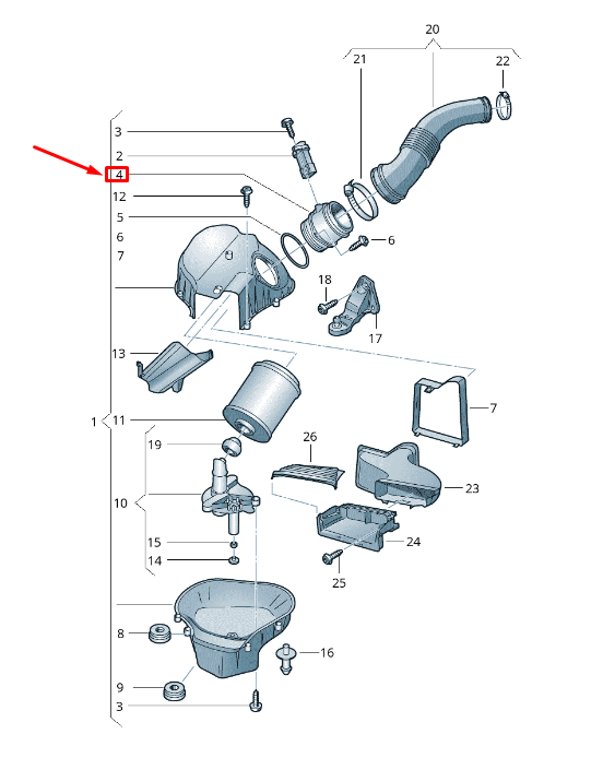 new audi a8 4h engine air intake hose adapter 4h0133384g original
