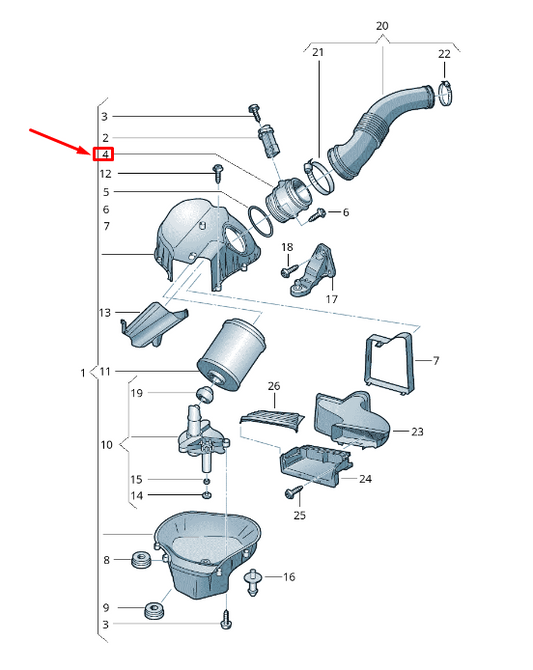 new audi a8 4h engine air intake hose adapter 4h0133384g original