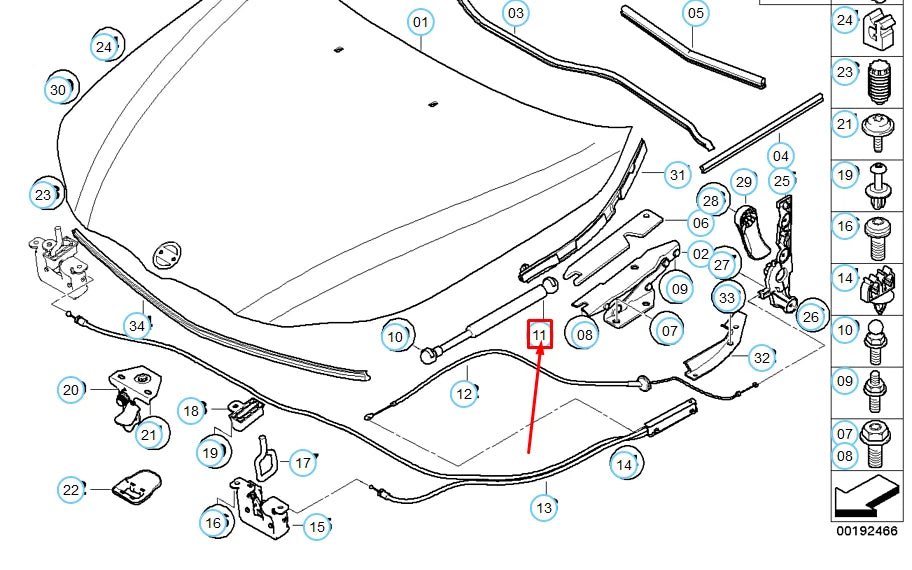 NEW BMW 6 COUPE E63 HOOD GAS PRESSURIZED SPRING 51237070670 7070670 ORIGINAL