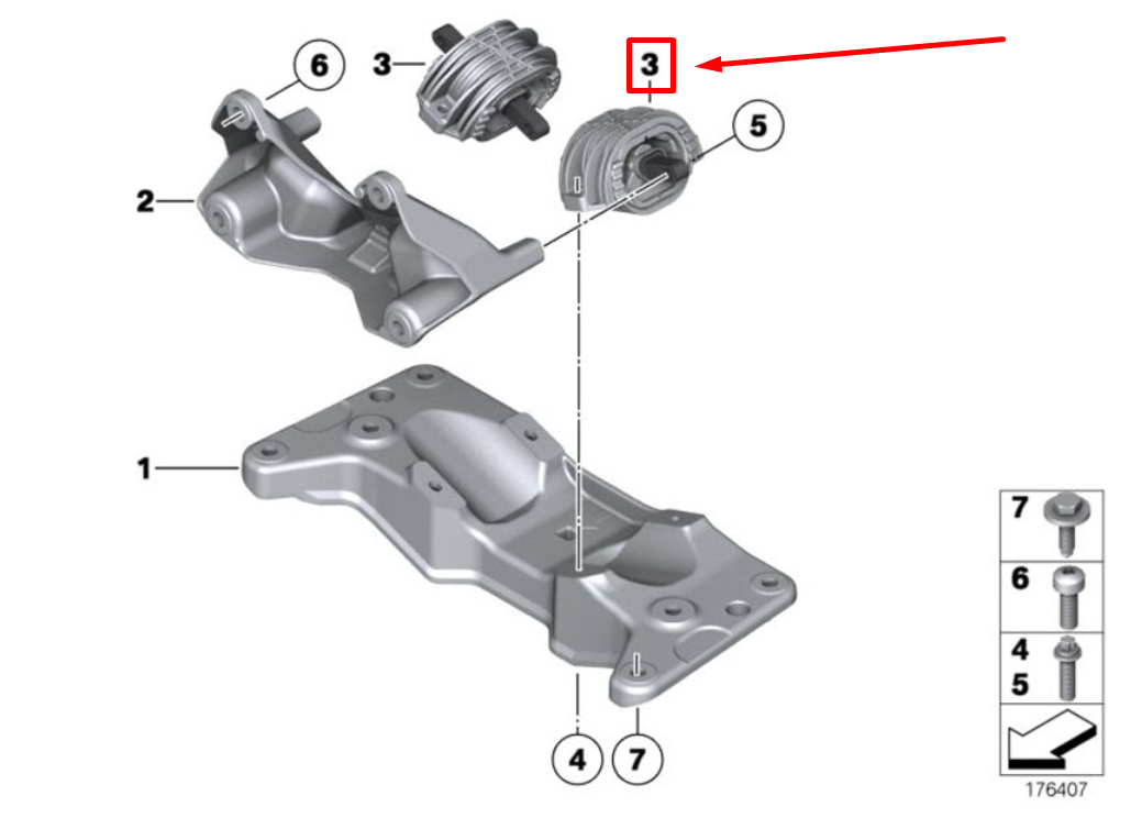 new bmw 7 f01, f02 automatic transmission mount 6777388 22316777388 original
