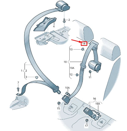 NEW AUDI Q2 GA REAR CENTER SEAT BELT GUIDE 8V0857763BMG6