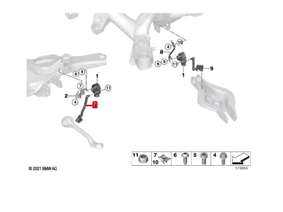 NEW BMW 3 G20 FRONT HEADLIGHT VERTICAL CONTROL TRIM 37148851843