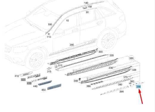 NEW MERCEDES-BENZ GLC COUPE C253 RIGHT SISE MEMBER MOLDING A2536986400