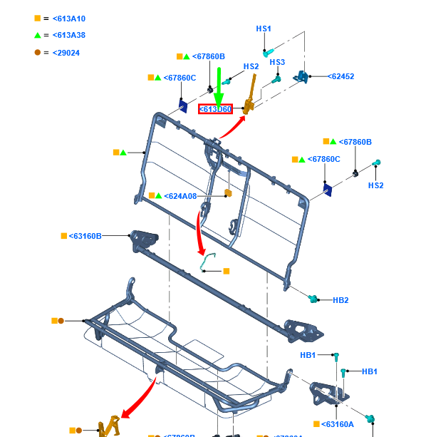 new ford ranger t6 mk3 rear seat back latch 2033128 eb3b-26613d60-aa original