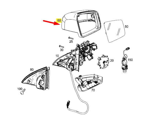 NEW MERCEDES-BENZ GLE W166 RIGHT DOOR MIRROR COVER A16681001019040
