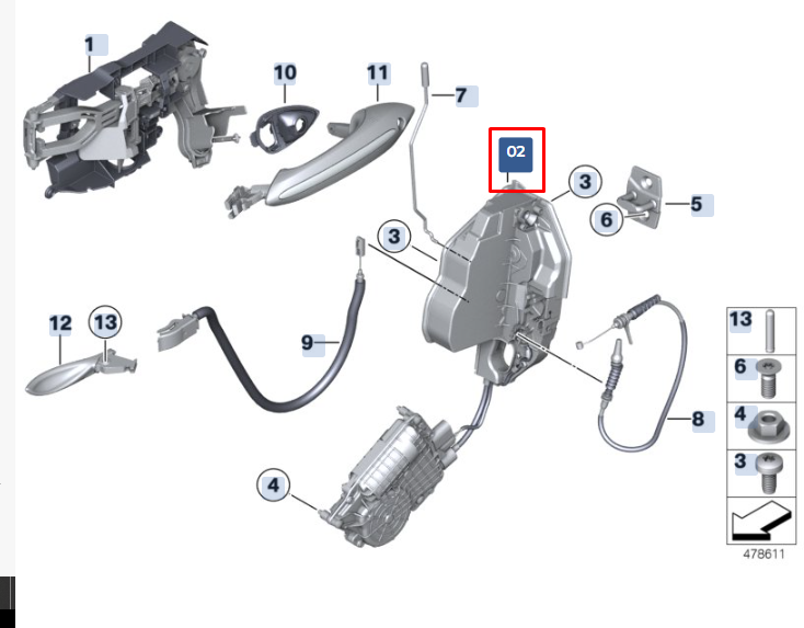 new bmw 5 f10 front left door lock 51217185689 7185689 original