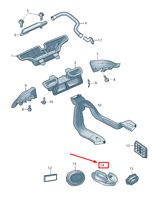 new skoda rapid nh air guide grommet 6c1820609 original