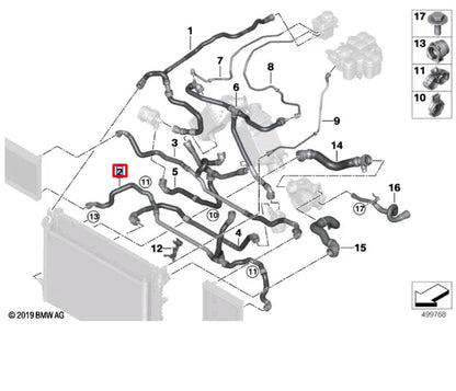 NEW BMW M5 F90 EXTERNAL RADIATOR COOLANT HOSE 17128747916 8747916 ORIGINAL
