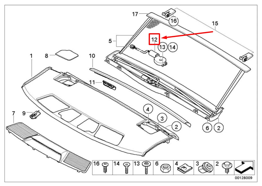 NEW BMW 7 E65, E66, E67 REAR SUN BLIND MOTOR 6914089 67656914089 ORIGINAL
