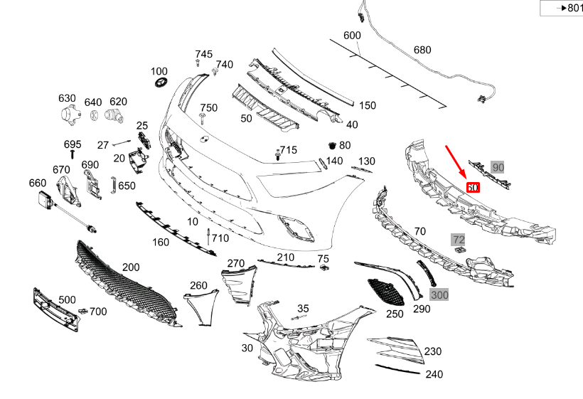 new mb cls c257 front bumper center impact absorber a2578850604 original