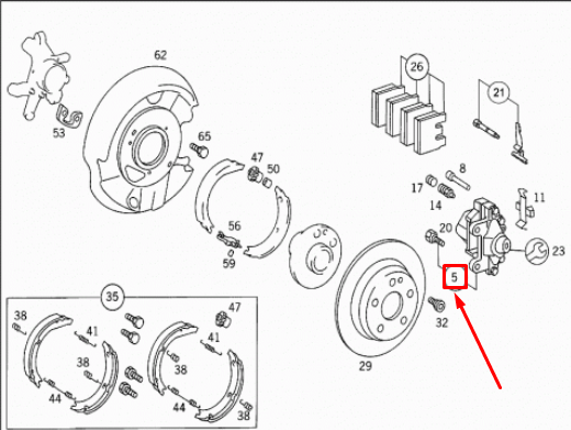 new mercedes-benz sl r129 rear left brake caliper a001420358364 original