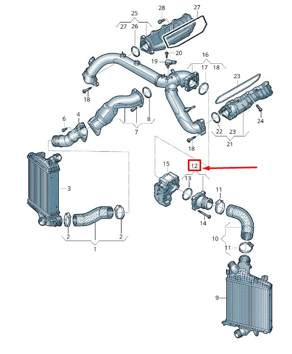 NEW AUDI Q7 4M INTERCOOLER PRESSURE PIPE 06M145674DR ORIGINAL