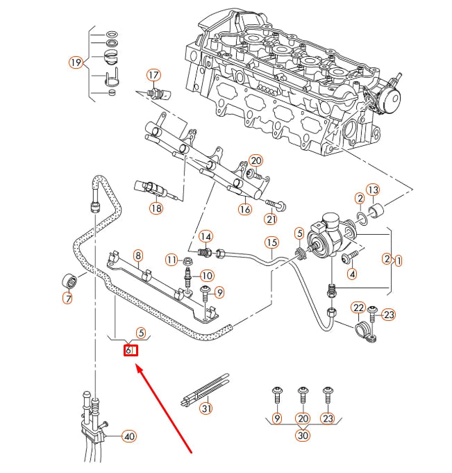 NEW AUDI Q3 8U FUEL HOSE LINE 06J133986AC