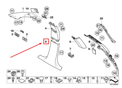 NEW BMW 3 E90 LEFT B-COLUMN BOTTOM COVER 51437141101 7141101 ORIGINAL
