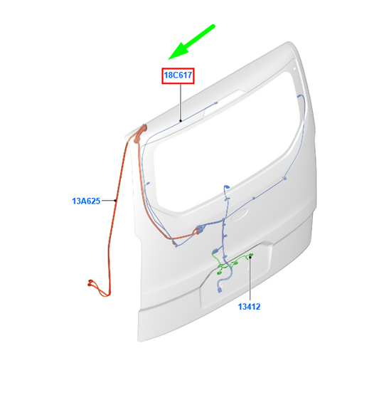 new ford transit custom mk1 rear tailgate wiring assy 1864538 original