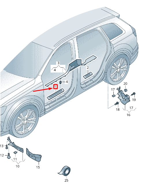 NEW AUDI Q7 4M FRONT LEFT OUTER SILL TRIM STRIP 4M0853373B9B9 ORIGINAL