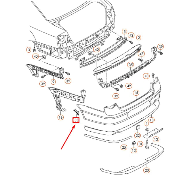 NEW VOLKSWAGEN PASSAT B6 REAR BUMPER LEFT WHEEL COVER TRIM 3C0807837A ORIGINAL