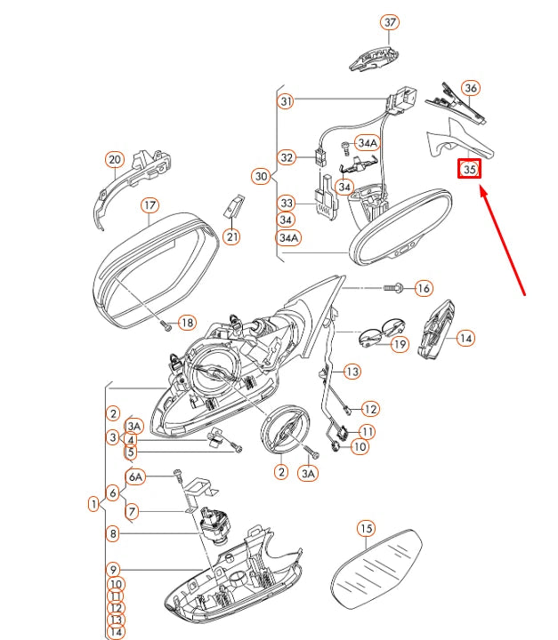 NEW AUDI A6 C7 INTERIOR MIRROR CABLE GUIDE LOWER TRIM 8T0857593AB4PK ORIGINAL