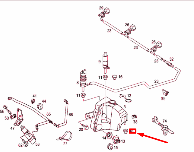 NEW MB ML W163 WASHER TANK TO WHEELHOUSE RUBBER BUFFER A6040940285 ORIGINAL