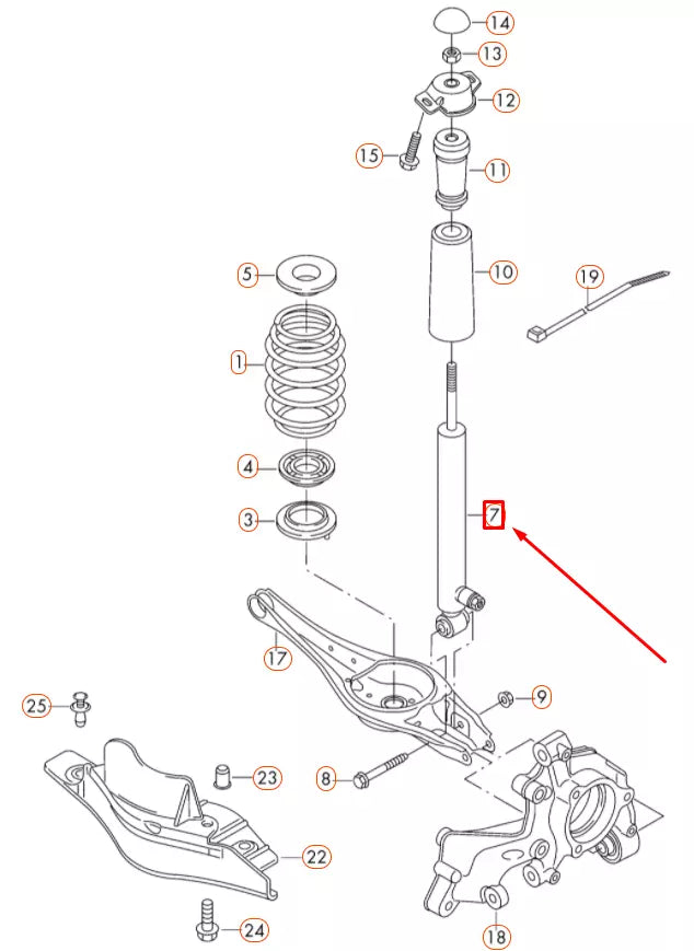 NEW VOLKSWAGEN GOLF 5G MK7 REAR GAS SHOCK ABSORBER 5Q0513045AM ORIGINAL