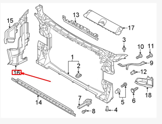 NEW AUDI A5 8W6 RADIATOR LEFT AIR DUCT 8W6121283AF ORIGINAL
