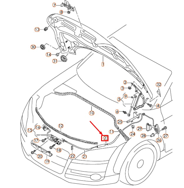 NEW AUDI TT 8J ENGINE HOOD LID REAR LOCK CABLE LHD 8J1823535B