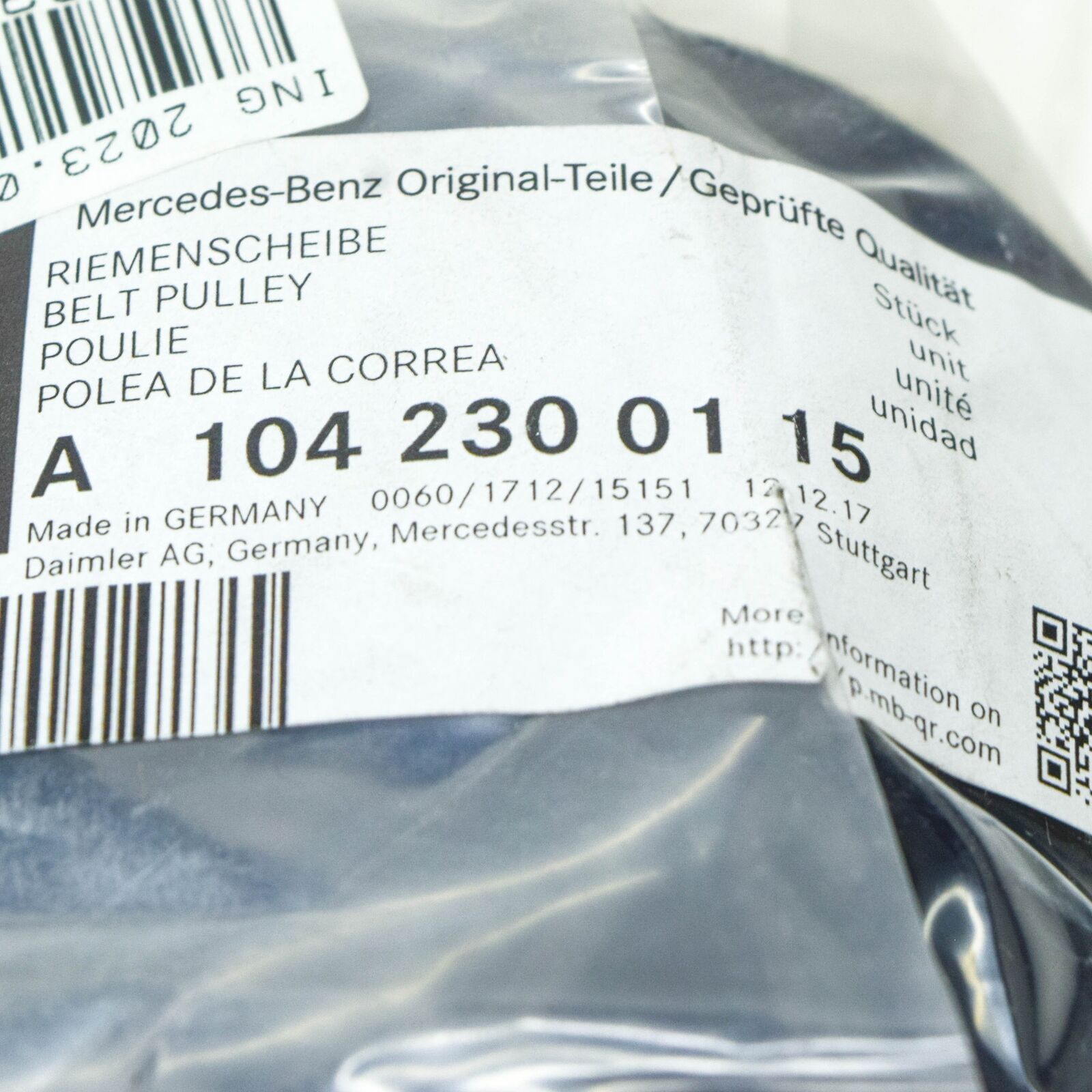 new mercedes-benz sl r129 engine coolant pump pulley a1042300115 original