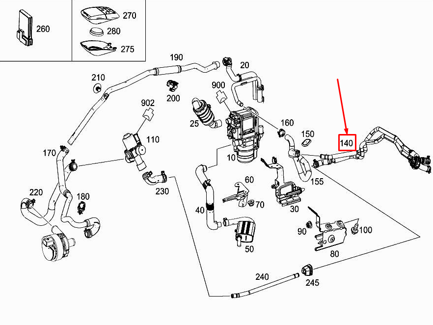 new mercedes-benz c w205 heating water line a2055062060 original