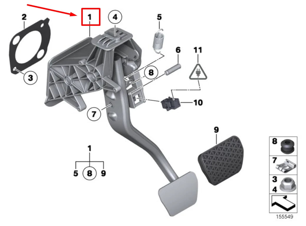 NEW BMW X5 F15, F85 BRAKE PEDAL ASSEMBLY 35006791900 6791900 ORIGINAL