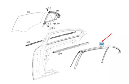 NEW MERCEDES-BENZ A W176 REAR RIGHT DOOR WINDOW GUIDE RAIL A1767351200