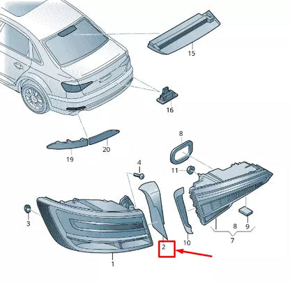 NEW AUDI A4 B9 REAR LEFT TAILLIGHT TRIM 8W5945253B ORIGINAL
