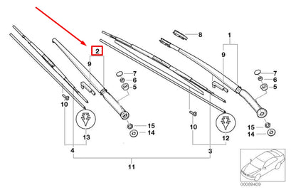 NEW BMW 3 E46 FRONT RIGHT WIPER BLADE ARM 7007128 61617007128 ORIGINAL