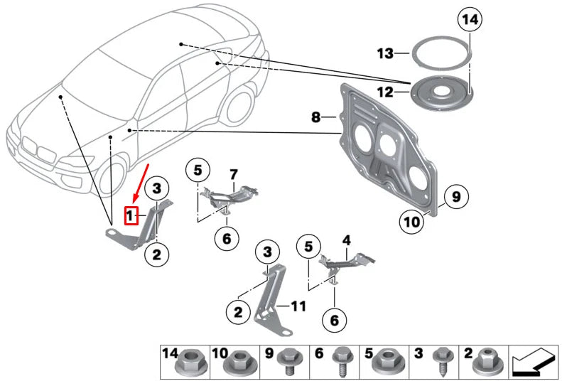 NEW BMW X5 F15 LEFT ENGINE COMPARTMENT BRACKET 51717188835 7188835 ORIGINAL