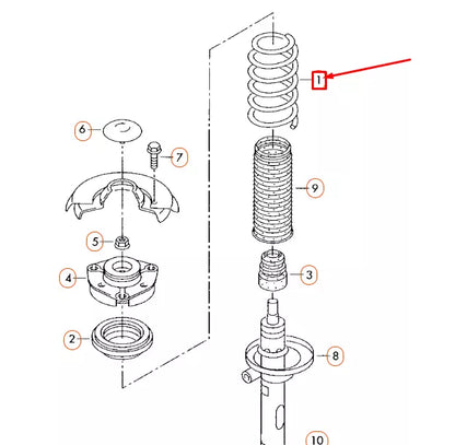NEW AUDI A3 8P FRONT COIL SPRING 1K0411105DA ORIGINAL