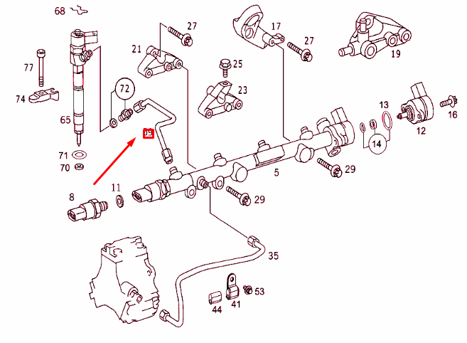 NEW MB SPRINTER 903 INJECTION SYSTEM PRESSURE LINE A6110700033 ORIGINAL