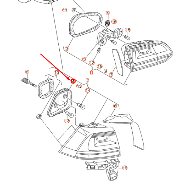 NEW VW GOLF MK7 REAR LEFT OUTER TAIL LIGHT BULB CARRIER 5G9945257A ORIGINAL