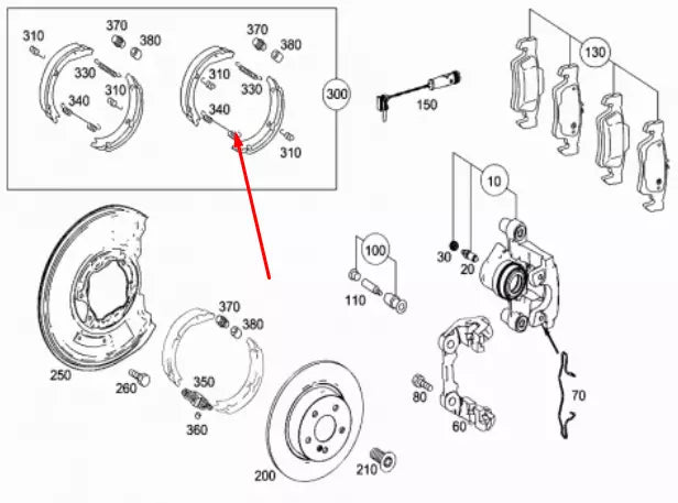 NEW MERCEDES-BENZ C-CLASS W204 REAR HAND BRAKE SHOES A0044208620