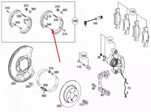 NEW MERCEDES-BENZ C-CLASS W204 REAR HAND BRAKE SHOES A0044208620