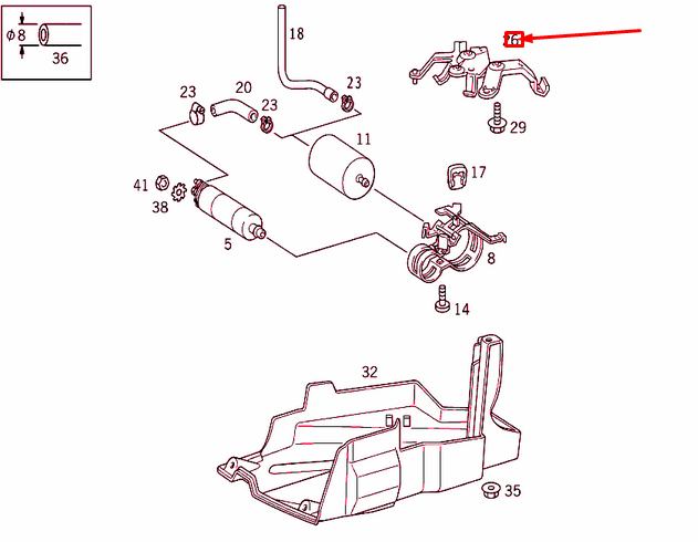 NEW MERCEDES-BENZ SLK R170 FUEL PUMP REAR BRACKET A2024780640 ORIGINAL