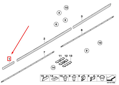 NEW BMW 5 E39 FRONT RIGHT FENDER DOOR MOULDING 51138159294 8159294 ORIGINAL