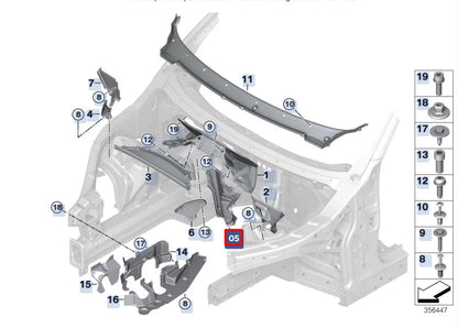 NEW BMW X6 F16 M F86 RIGHT ENGINE COMPARTMENT PARTITION 51717309206 ORIGINAL