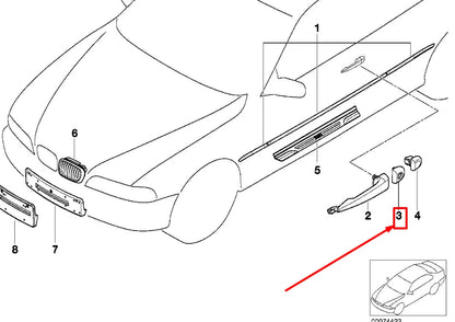 NEW BMW 3 E46 LEFT EXTERIOR DOOR HANDLE COVER 51218229623 8229623 ORIGINAL