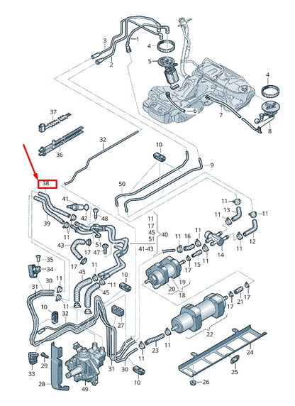 NEW AUDI A4 AVANT B8 FUEL HOSE 8K0201541AA ORIGINAL